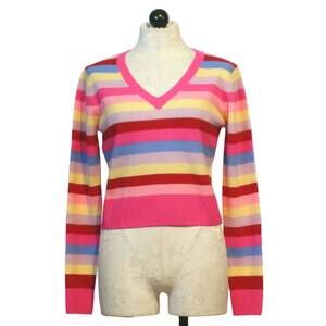 NEW COLORUSH women's womad v neck top in hypnotic stripe